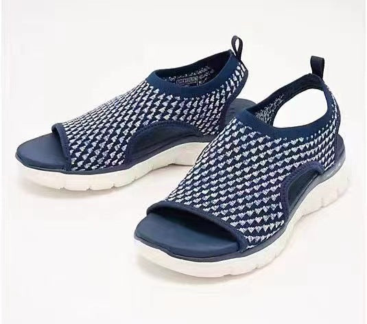 Peep-toe Sandals For Sports Summer Heart-shaped Print Mesh Shoes Women - Steffis-Lebensenergie.shop