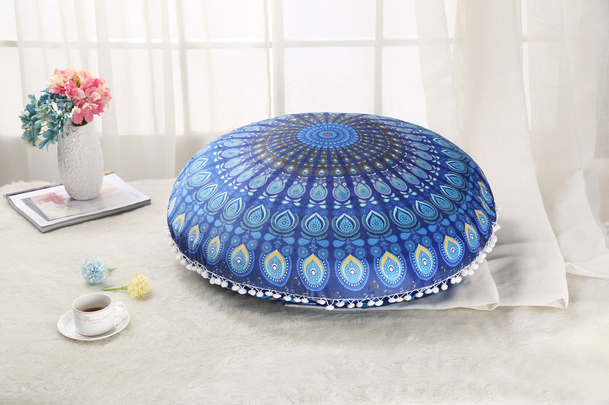 Colorful Mandala Floor Pillows Ottoman Round Bohemian Meditation Cushion Pillow Pouf