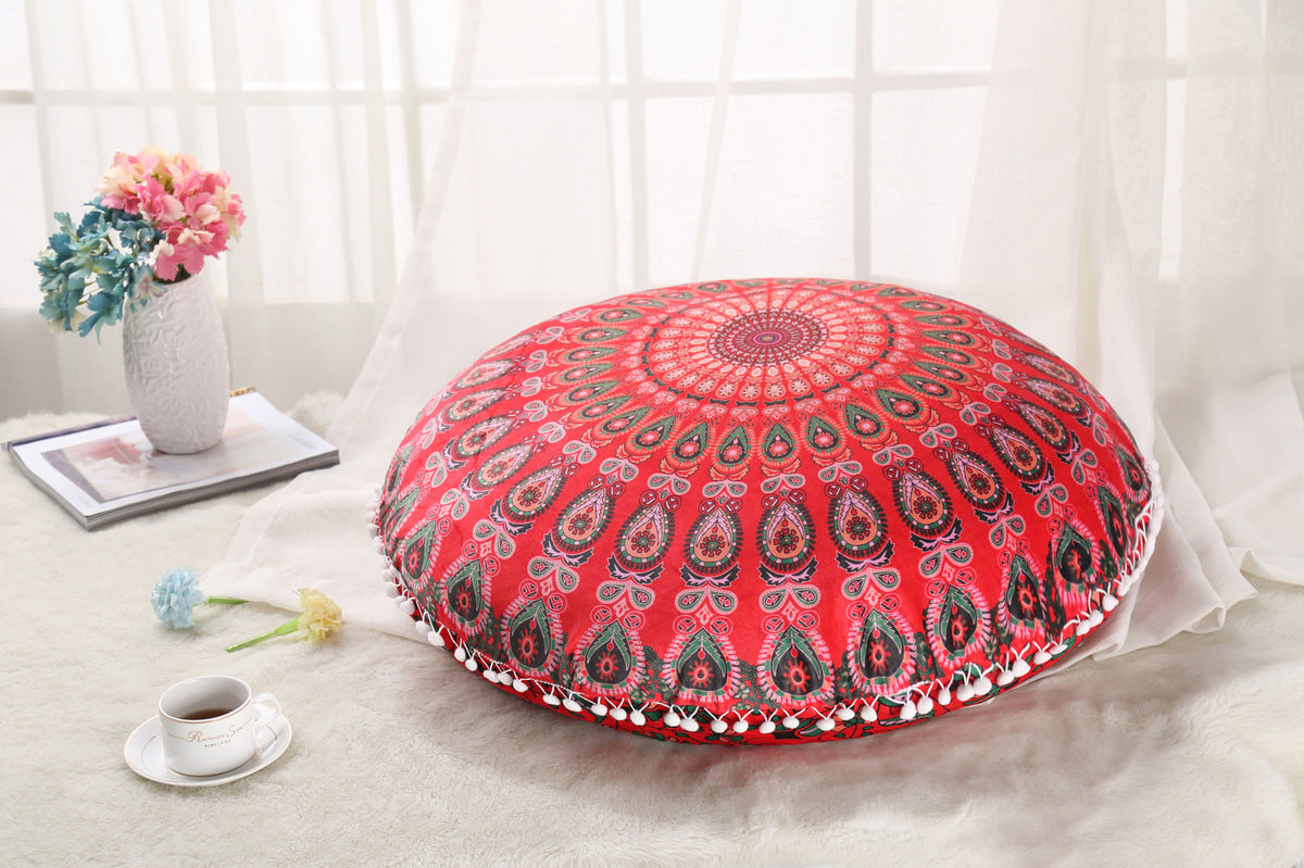 Colorful Mandala Floor Pillows Ottoman Round Bohemian Meditation Cushion Pillow Pouf