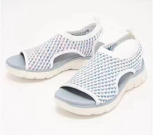 Peep-toe Sandals For Sports Summer Heart-shaped Print Mesh Shoes Women - Steffis-Lebensenergie.shop