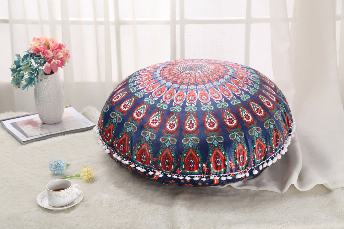 Colorful Mandala Floor Pillows Ottoman Round Bohemian Meditation Cushion Pillow Pouf