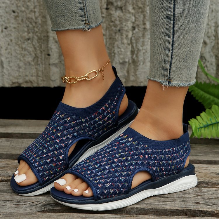 Peep-toe Sandals For Sports Summer Heart-shaped Print Mesh Shoes Women - Steffis-Lebensenergie.shop