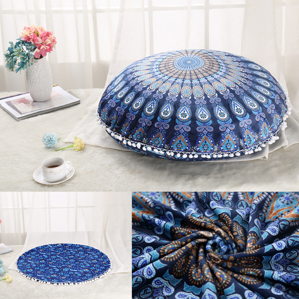 Colorful Mandala Floor Pillows Ottoman Round Bohemian Meditation Cushion Pillow Pouf