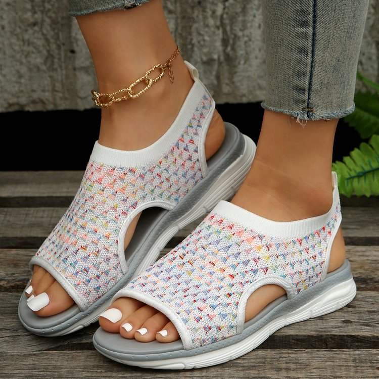 Peep-toe Sandals For Sports Summer Heart-shaped Print Mesh Shoes Women - Steffis-Lebensenergie.shop